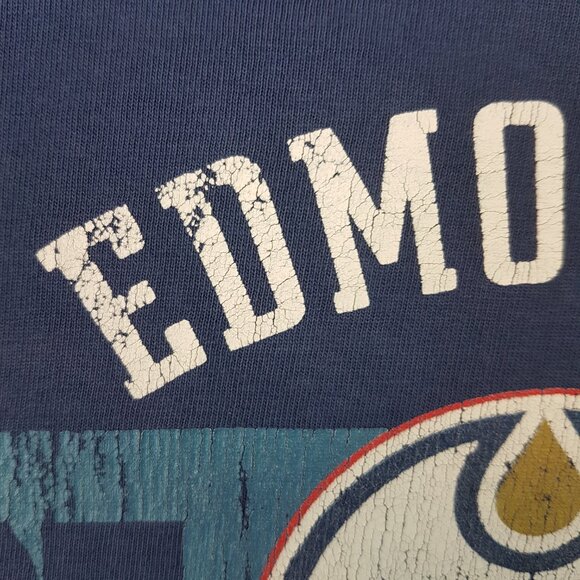 Vintage NHL Edmonton Oilers Tee Shirt Extra Large US XL NHL Hockey Oilers Blue - Picture 5 of 16